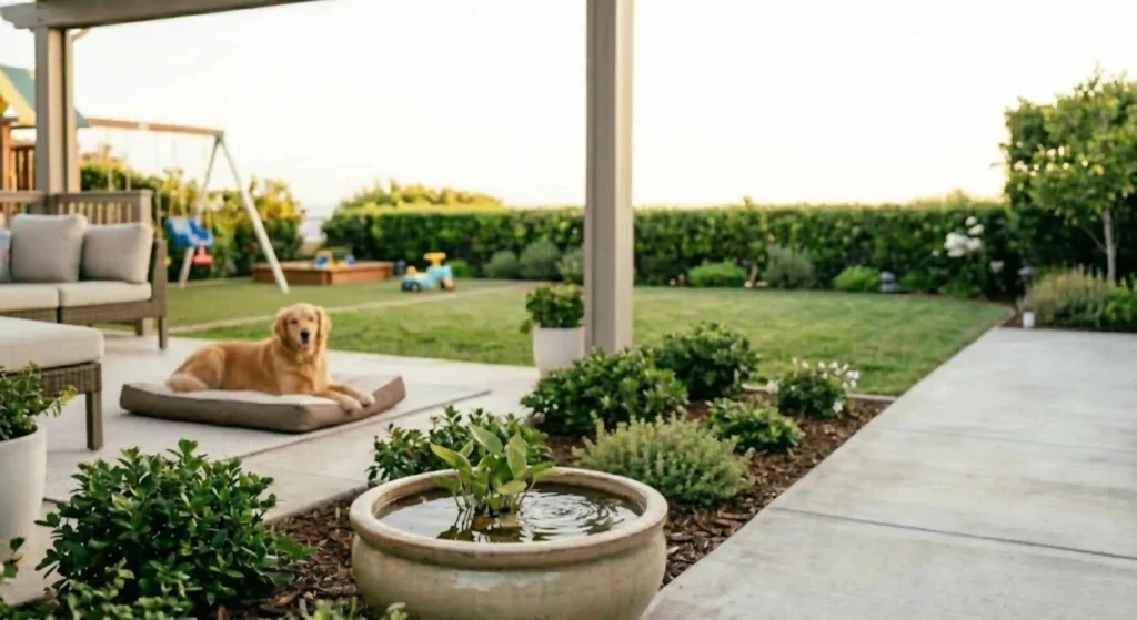 clean, usable Newport Beach backyard