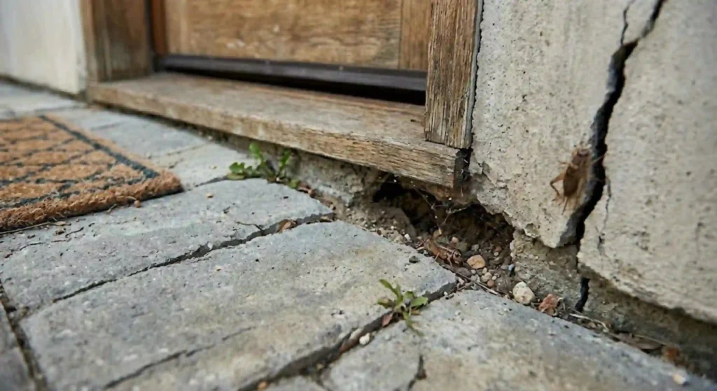 cracks or foundation gaps