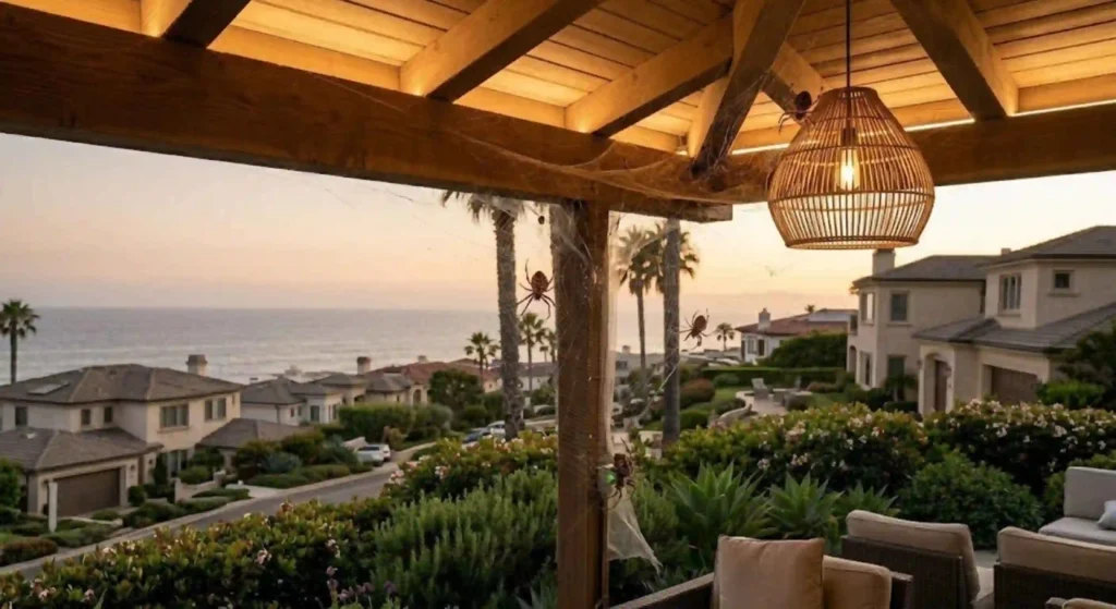 spider webs around a Newport Beach patio or ceiling corner