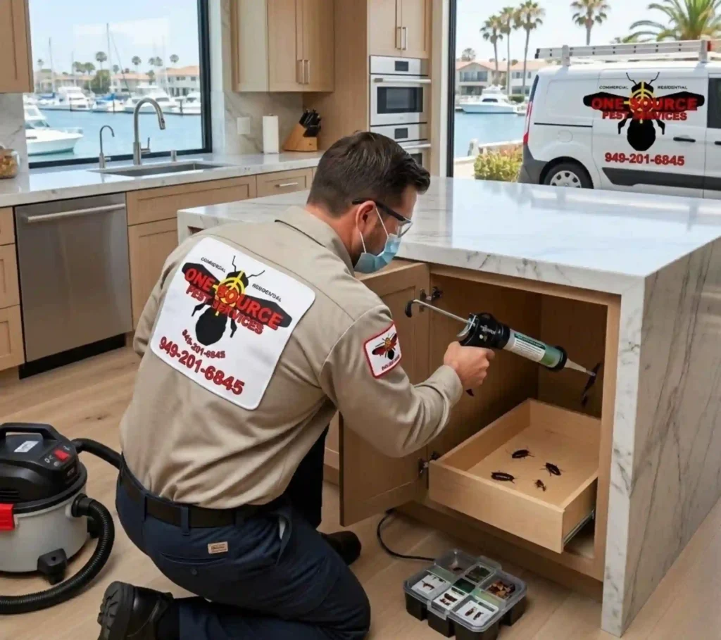 Professional cockroach extermination service in Newport Beach kitchen