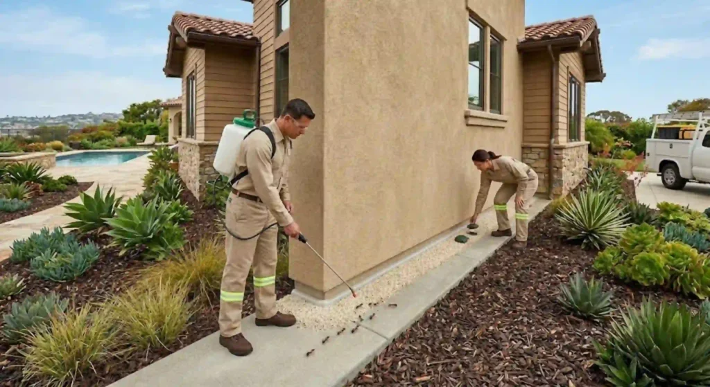 Professional ant control team protecting a Newport Beach home