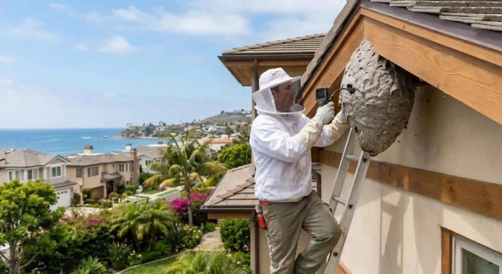 Professional wasp nest inspection in Newport Beach